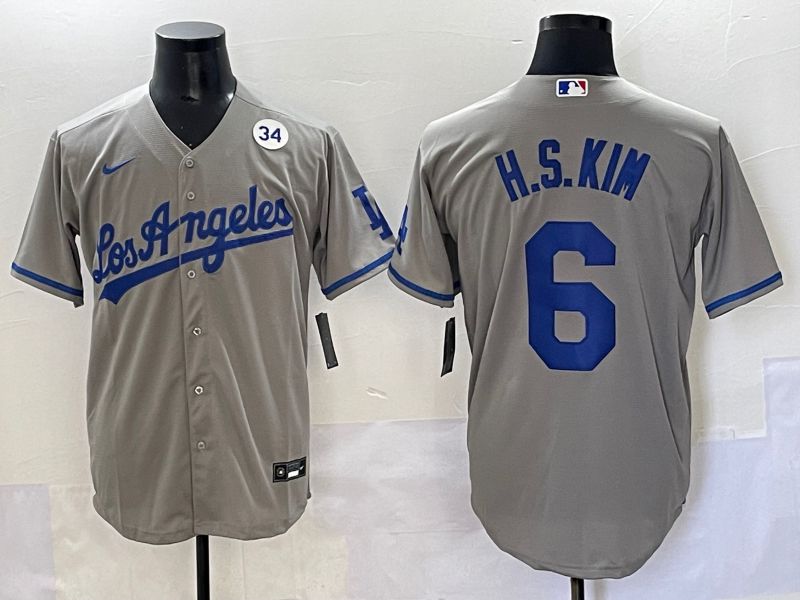 Men 2025 Los Angeles Dodgers 6 H.S.Kim Grey Game Nike MLB Jersey style 8